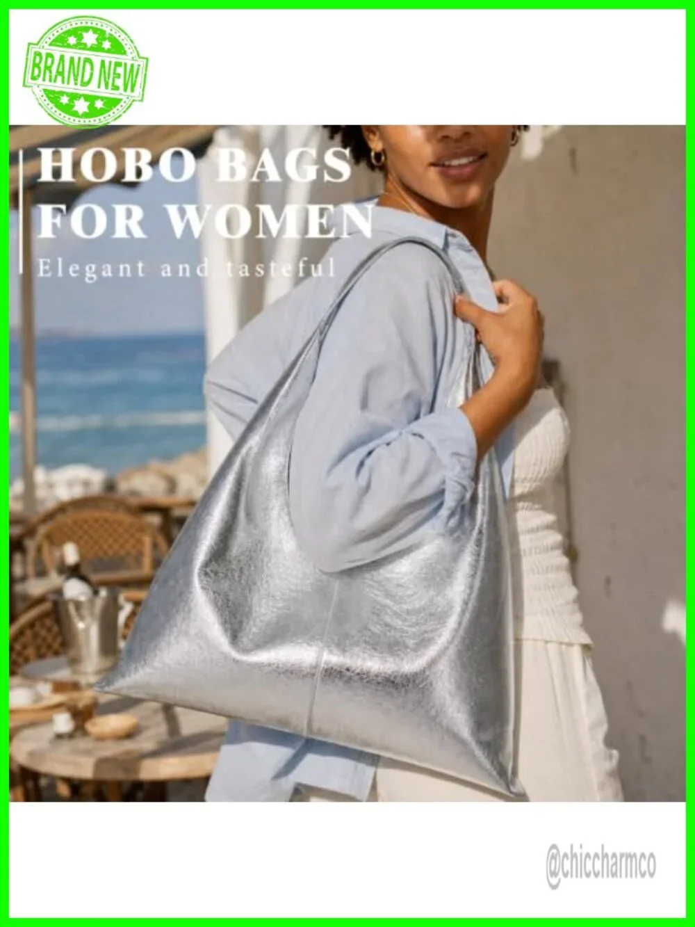 Slouchy Hobo Bag Vegan Leather Shoulder Bag Soft PU Work Tote Fits Laptop